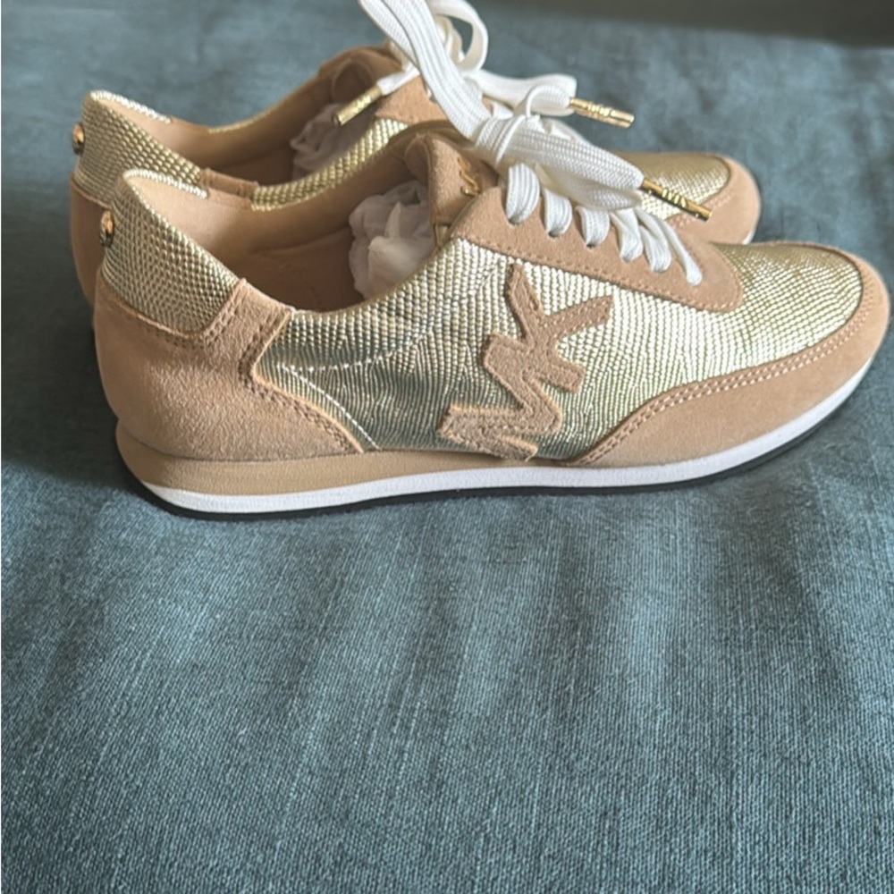Michael Kors Gold and Tan Sneakers